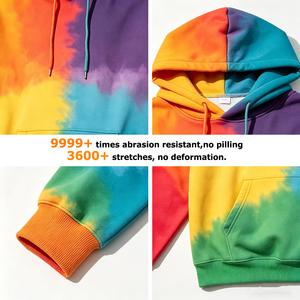 Customization Unisex 480GSM Tie Dye Drawstring Premium Pullover French Terry Ribbed Cuff and Hem Vintage Blanks Hoodies for Men - Product Image 2