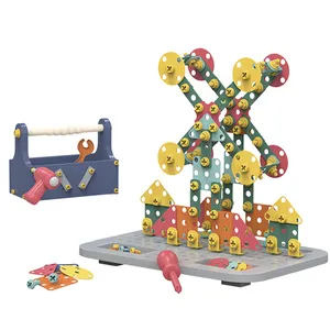 238PCS Steam Toy Educational Creative fai da te Set di blocchi di costruzione assemblati gratuiti vite di perforazione elettrica Puzzle di mosaico 3D per bambini