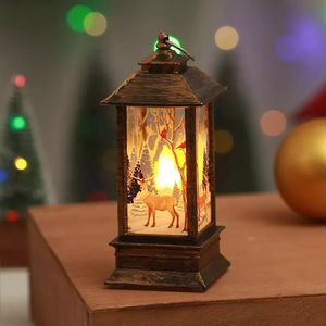 Décorations de noël marron rouge blanc cadeau de promotion du nouvel an <span class=keywords><strong>lanterne</strong></span> de bureau led - Product Image 3