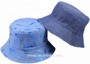Thời Trang Cap Tùy Chỉnh In Denim Câu Cá Xô Hat Tất Cả Các Hơn Sáng Glint Vàng Bạc Lá Lông In Hat Cap - Product Image 5