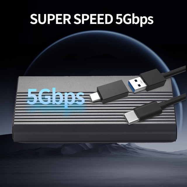 Aluminum Alloy Portable Hard Drive Enclosure USB 3.2 External 2.5-inch SSD & HDD Case SATA Solid State Laptop Compatible