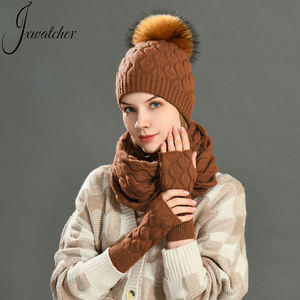 Jxwatcher Vente en gros Ensembles <span class=keywords><strong>bonnet</strong></span> écharpe <span class=keywords><strong>gants</strong></span> 3 pièces Ensemble <span class=keywords><strong>bonnet</strong></span> d'hiver personnalisé en laine et <span class=keywords><strong>cachemire</strong></span> pour femmes de luxe en plein air - Product Image 2