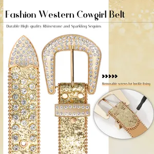 BB-Cinturón de lujo para hombre y mujer, con diamantes de imitación tachonados, cinturones de cuero de diseño brillante occidental, envío rápido