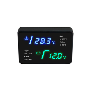 Wenle <span class=keywords><strong>2</strong></span> Trong <span class=keywords><strong>1</strong></span> Ngang Đo LED Kỹ Thuật Số Meter Vôn Kế Nhiệt Độ Nước Tự Động Xe Volt Đo Cho Tất Cả Các Phổ Xe Thuyền Tàu - Product Image 2