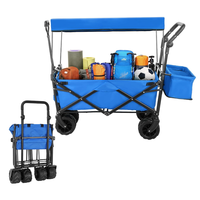 Chariot de transport extérieur portable léger et facile à transporter, avec auvent amovible, pliable, durable, antidérapant à 360°, pour le shopping et le rangement