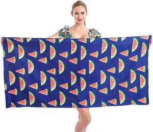 Toallas de playa de microfibra personalizadas al por mayor de gran tamaño y secado rápido sin arena con logotipo redondo impreso para uso en verano - Product Image 1