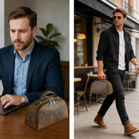 Sac Organisateur Extensible en Cuir pour Accessoires Électroniques, Grande Capacité à Double Fermeture Éclair, Pochette Technique pour Essentiels de Voyage, Câbles et Chargeurs