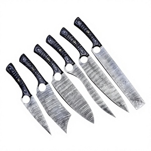 Ensemble de 6 couteaux de cuisine en acier Damas, couteau de chef, Santoku, hachoir, couteau à éplucher, couteau utilitaire avec manche en résine - Product Image 1