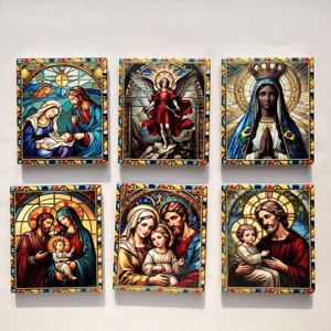 Venta al por mayor 3D en relieve de cerámica Belén ornamento dorado hecho a mano impresión Naturaleza muerta para la decoración del hogar acabado brillante - Product Image 6