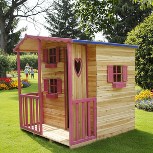 Maison de jeu portable en bois pour enfants SHUNDA, imperméable, revêtement PVC, bois naturel, pour enfants de 3 à 8 ans - Product Image 5