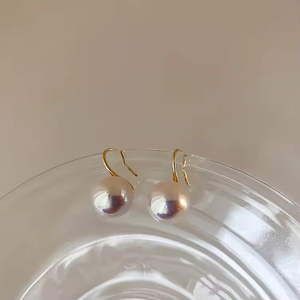 925 Silver <b>Needle</b> Zircon Pearl Earring Sweet S925 Sterling Silver Round <b>Bead</b> Pearl Drop Earrings Pearl Hook Earring - Product Image 4