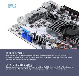 Mainboard PC Mini ITX CWWK N150 màu trắng, <span class=keywords><strong>CPU</strong></span> M8, <span class=keywords><strong>Dual</strong></span> 2.5GbE <span class=keywords><strong>LAN</strong></span>, 2 khe NVMe M.2, WiFi, USB-C, hỗ trợ NAS, 8 khe ổ cứng với 10GbE RJ45 - Product Image 6