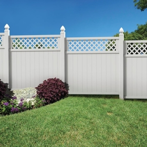 Vinyl PVC tráng riêng tư hàng rào tấm kim loại nhôm ASTM với hàng Đầu lưới cho vườn chất lượng hàng đầu 6ft cao x8ft rộng trắng - Product Image 5