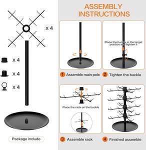Durable Metal 4-Tier <strong>Rotating</strong> Jewelry <strong>Display</strong> <strong>Stand</strong> 80 Hooks Earring Necklace Bracelet Holder Large Capacity Keychain Retail - Product Image 5