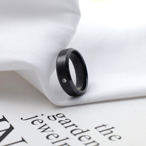 Pure <b>Titanium</b> <b>Ring</b> Men's Simple Diamond Flat Band Everyday Wear Geometric Design Jewelry - Product Image 2