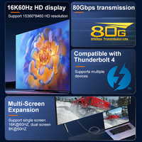 Thunderbolt 5 16K PD 240W USB 4,0 C Cable de carga de alimentación macho a macho Nylon trenzado Coaxial Video datos micrófono Monitor