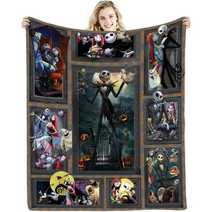 Kustomisasi cepat selimut perjalanan tempat tidur Sofa Festival selimut bulu flanel Jack karakter horor Halloween kualitas tinggi - Product Image 6