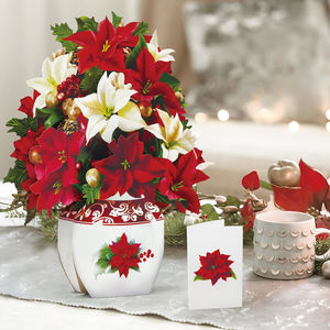 ورق تزيين أعياد الميلاد 3D <span class=keywords><strong>Poinsettia</strong></span> بطاقة تحية ثلاثية الأبعاد مع بطاقة ملاحظة ومظروف - Product Image 5