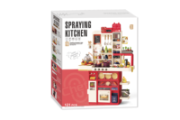 Maison de jeu pour enfants 103CM 121 pièces, avec table à manger, jouets de cuisine à pulvérisation, accessoires de chef, aliments, cuiseur à œufs, son, lumière et eau pour enfants