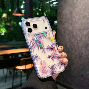 Convient pour iphone17promax étui de téléphone haut de gamme éblouissant fleur laser Apple 17 anti-goutte 17Air étui transparent 16pro - Product Image 4