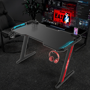 Bureau <span class=keywords><strong>de</strong></span> jeu moderne 120cm RVB avec éclairage LED Table <span class=keywords><strong>de</strong></span> jeu extensible en fibre <span class=keywords><strong>de</strong></span> carbone pour le bureau et la <span class=keywords><strong>salle</strong></span> <span class=keywords><strong>de</strong></span> jeu - Product Image 4