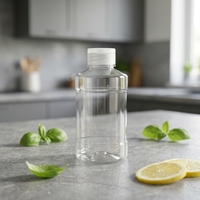 Bouteille de jus personnalisée en PET avec base en acier inoxydable, couleur/logo personnalisés, sans BPA, 410-650 ml, pour l'emballage de thé au lait et de boissons, sérigraphiée