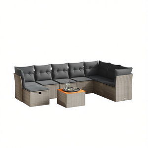 Ensemble de canapés de jardin en rotin gris modulaire, mobilier d'extérieur, 6 places, design contemporain - Product Image 1