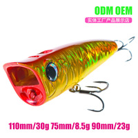 Leurre de pêche artificiel flottant Topwater Popper 75/85/105/125mm pour la pêche au bar, à la perche et au brochet