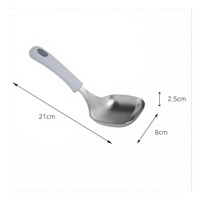 Cuillère à soupe moderne en acier inoxydable durable et écologique, avec manche long en silicone, finition miroir, résistante à la chaleur, qualité alimentaire