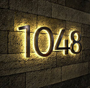 Numéros de maison lumineux rétroéclairés à LED en <span class=keywords><strong>zinc</strong></span>, laiton, bronze, argent, de grande taille (4, 5, 6, 7, 8, 10 pouces), pour usage résidentiel, vente en gros - Product Image 5