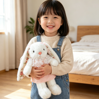 Jouets en peluche lapin à longues oreilles Kawaii, adorables lapins habillés, animaux en peluche, poupées, vente en gros, cadeaux de Pâques pour enfants et décoration intérieure