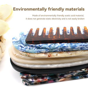 Peigne à cheveux Logo Brosse à cheveux professionnelle Peignes personnalisés Peigne à plaque d'acide acétique Matériaux respectueux de l'<span class=keywords><strong>environnement</strong></span> Dent large - Product Image 6