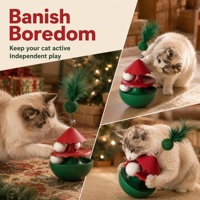 Jouet interactif classique pour chat en plastique, en forme de sapin de Noël, avec plumes et clochette, double piste de bille roulante, pour usage intérieur