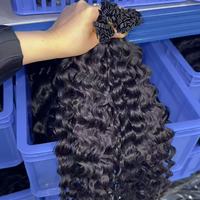 Harga Grosir untuk Ekstensi Rambut I Tip dan K Tip Burma Curly Mentah, Rambut Manusia Berkualitas Tinggi Tanpa Proses, Rambut Mentah Kamboja