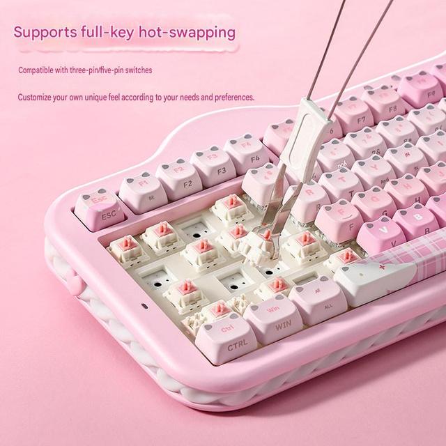 Cute MAO-Profile Lime/Strawberry/Grape Mousse Cake Keycaps Tri-mode Wireless (BT/2.4GHz/Wired) Custom Mechanical Keyboard