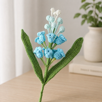 LUYI Bouquet de feuilles en laine crochetées écologiques, style féerique romantique, avec branches de fleurs de jacinthe de vigne, pour remise de diplôme et Noël