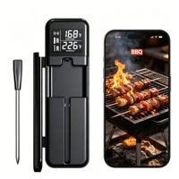 Termometer Daging Nirkabel Jarak Jauh 250M Flagship 2026, Termometer Makanan Pintar BT Inovatif dengan Fitur Flip Repeater untuk BBQ Ekstrem