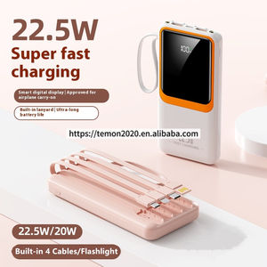 Cargador Portátil PD de 22.5W con Carga Rápida, 20000mAh, 4 Cables, Pantalla LED, Linterna, para Viajes, Campamentos, Viajes de Negocios, USB-C - Product Image 3