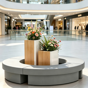 Sièges d'extérieur modernes avec jardinière, mobilier paysager personnalisé en fibre de verre, sièges publics pour les extérieurs des aéroports - Product Image 3