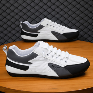 Chaussures en toile de style nouveau avec talon bas et semelle souple, chaussures décontractées pour hommes avec surface en cuir, confortables et polyvalentes. - Product Image 4