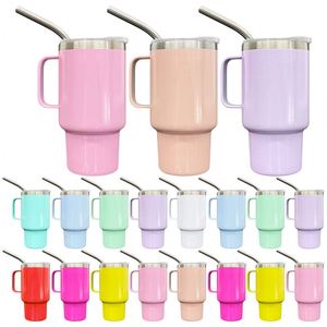 Vaso de chupito mini de 3 oz en colores pastel con asa y pajita metálica para whisky, tequila, vodka, bodas, fiestas y celebraciones. - Product Image 3