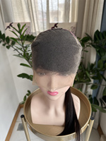 Perruque queue de cheval transparente brun foncé en dentelle complète, cheveux indiens, densité 150%, cheveux humains vierges lisses, 10-30 pouces, petit stock, expédition rapide