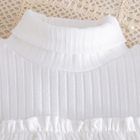 Ensembles de vêtements pour filles, hiver, col montant à volants, rayures verticales, tricot, culottes en denim, 2 pièces, vêtements pour enfants