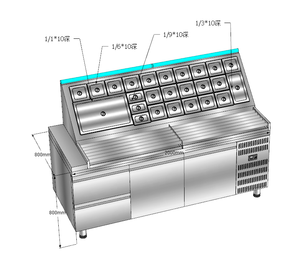 YINZHENG Grande Station de Préparation de Pizzas Réfrigérée en Acier Inoxydable pour Cuisine Commerciale, Bar à Sandwichs et Salades avec Tiroirs PZ - Product Image 1