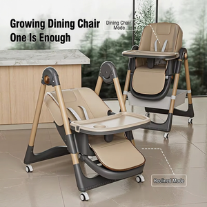 Chaise haute à bascule <span class=keywords><strong>pour</strong></span> bébé, multifonctionnelle, pliable, chaise haute <span class=keywords><strong>pour</strong></span> manger, hauteur réglable, chaise d'alimentation <span class=keywords><strong>pour</strong></span> bébé avec plateau - Product Image 2
