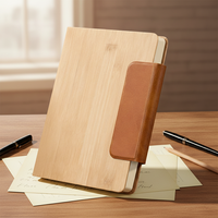 Carnet de notes de luxe en bambou gravé sur mesure pour entreprise, bloc-notes de bureau imprimé, reliure cousue, couverture magnétique