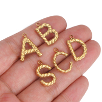 Pendentifs en acier inoxydable lettres torsadées, breloques alphabet 3D initiales A-Z, plaqué or 18 carats sous vide, composants pour la création de bijoux personnalisés