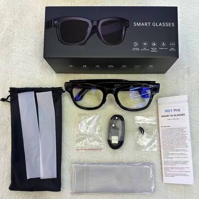 Android IOS M01 Smart Glasses With Camera Recording Function AC Transparent Camera Wifi AI Smart Glasses Translator 2026