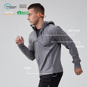 ODM HUCAI カスタムメーカー ナイロン スパンデックス 軽量 反射素材 熱転写 ワークアウト アウトドア ジム ランニングジャケット メンズ - Product Image 3