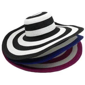 Cappello da sole intrecciato da donna pieghevole più venduto cappello di paglia a tesa larga da spiaggia di moda